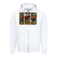 White Merry Christmas Tractor Zipper Hoodie - RanaPortraitStore