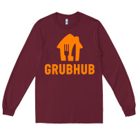 Burgundy Grubhub t-shirt Long Sleeve Tee - DesigneFamous
