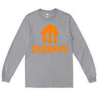 Heather Grey Grubhub t-shirt Long Sleeve Tee - DesigneFamous