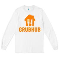 White Grubhub t-shirt Long Sleeve Tee - DesigneFamous