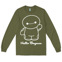 Army Green hello baymax Long Sleeve Tee - DesigneFamous
