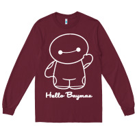 Burgundy hello baymax Long Sleeve Tee - DesigneFamous