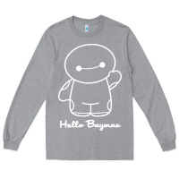 Heather Grey hello baymax Long Sleeve Tee - DesigneFamous
