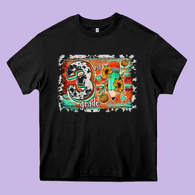 Western Back To School 3rd Grade Heavy Core Tee Designed By Jasminsmagicworld