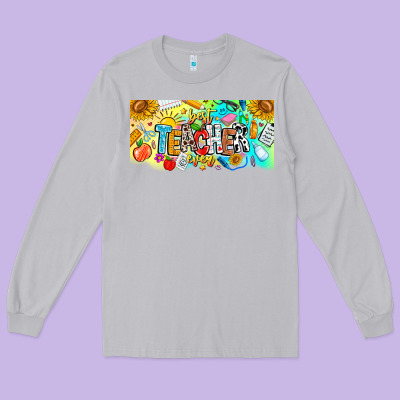Best Teacher Ever Long Sleeve Tee Designed By Cowhidedigitalart
