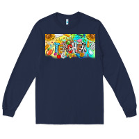 Navy Best Teacher Ever Long Sleeve Tee - CowhideDigitalArt