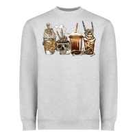 Heather Grey skeleton coffee Heavyweight Sweatshirt - Jasminsmagicworld