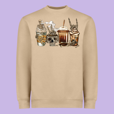 Skeleton Coffee Heavyweight Sweatshirt Designed By Jasminsmagicworld