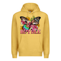 Antique Gold be free with butterfly and cactus flowers Premium Hoodie - Artiststas