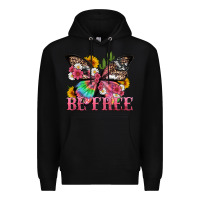 Black be free with butterfly and cactus flowers Premium Hoodie - Artiststas