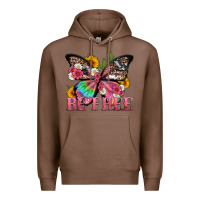 Chestnut be free with butterfly and cactus flowers Premium Hoodie - Artiststas