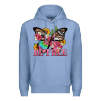 Colony Blue be free with butterfly and cactus flowers Premium Hoodie - Artiststas