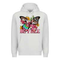 Dove Grey be free with butterfly and cactus flowers Premium Hoodie - Artiststas