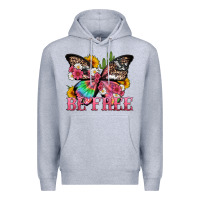 Heather Grey be free with butterfly and cactus flowers Premium Hoodie - Artiststas
