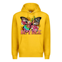 Lemon be free with butterfly and cactus flowers Premium Hoodie - Artiststas