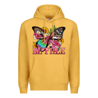 Mustard be free with butterfly and cactus flowers Premium Hoodie - Artiststas