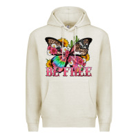 Oatmeal Heather be free with butterfly and cactus flowers Premium Hoodie - Artiststas