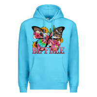Ocean Blue be free with butterfly and cactus flowers Premium Hoodie - Artiststas