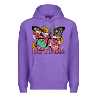 Purple be free with butterfly and cactus flowers Premium Hoodie - Artiststas
