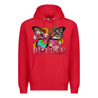 Red be free with butterfly and cactus flowers Premium Hoodie - Artiststas