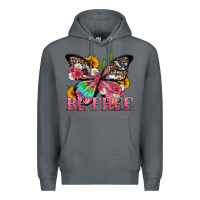 Rock be free with butterfly and cactus flowers Premium Hoodie - Artiststas