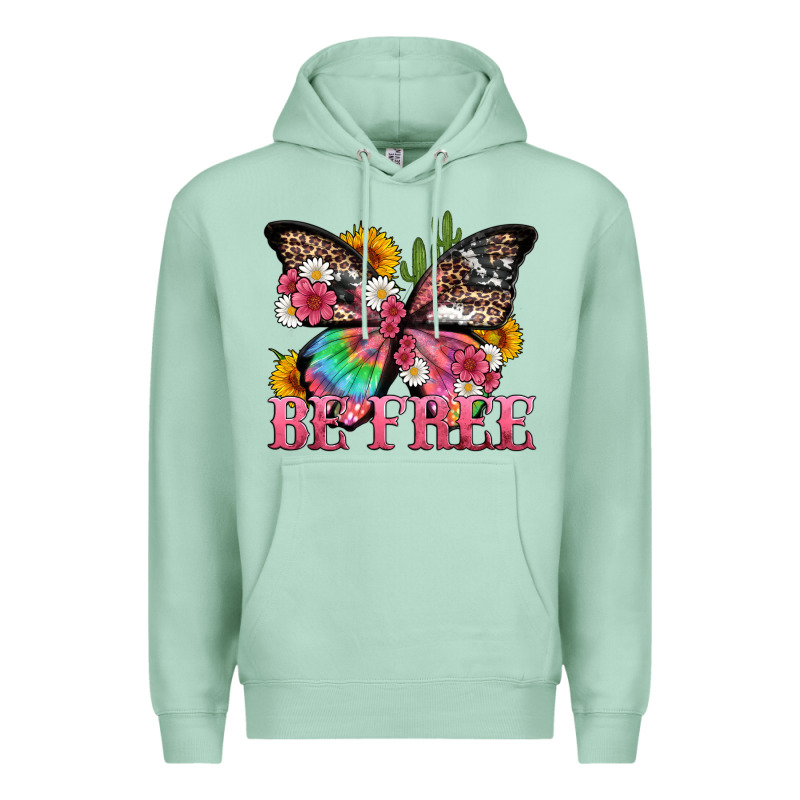 Be Free With Butterfly And Cactus Flowers Premium Hoodie by Artiststas | Teevron