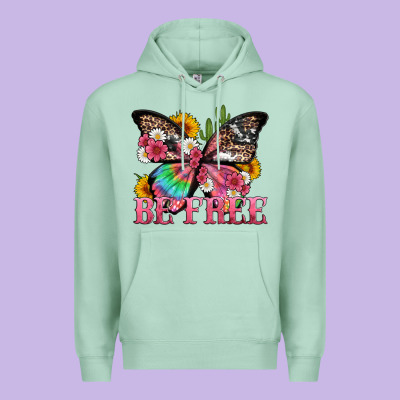 Be Free With Butterfly And Cactus Flowers Premium Hoodie Designed By Artiststas