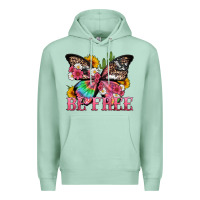Seafoam be free with butterfly and cactus flowers Premium Hoodie - Artiststas