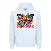 White be free with butterfly and cactus flowers Premium Hoodie - Artiststas