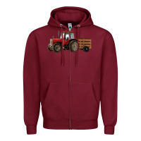 Burgundy farm tractor Zipper Hoodie - RanaPortraitStore