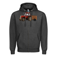 Charcoal Heather farm tractor Zipper Hoodie - RanaPortraitStore