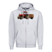 Heather Grey farm tractor Zipper Hoodie - RanaPortraitStore