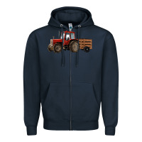 Navy farm tractor Zipper Hoodie - RanaPortraitStore
