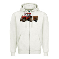 Oatmeal Heather farm tractor Zipper Hoodie - RanaPortraitStore