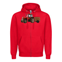Red farm tractor Zipper Hoodie - RanaPortraitStore