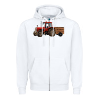 White farm tractor Zipper Hoodie - RanaPortraitStore