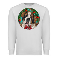 Dove Grey Christmas St. Bernard Premium Sweatshirt - RanaPortraitStore
