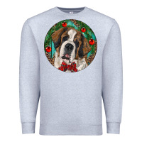 Heather Grey Christmas St. Bernard Premium Sweatshirt - RanaPortraitStore