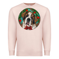 Pale Pink Christmas St. Bernard Premium Sweatshirt - RanaPortraitStore