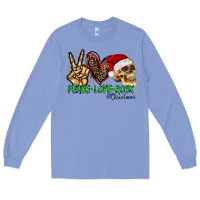 Colony Blue Peace Love Rock Christmas Long Sleeve Tee - CowhideDigitalArt