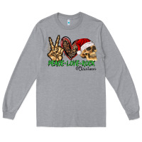 Heather Grey Peace Love Rock Christmas Long Sleeve Tee - CowhideDigitalArt