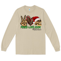 Mushroom Peace Love Rock Christmas Long Sleeve Tee - CowhideDigitalArt