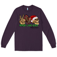 Plum Peace Love Rock Christmas Long Sleeve Tee - CowhideDigitalArt