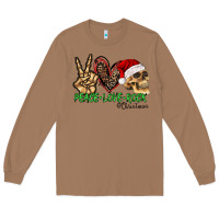 Toasted Coconut Peace Love Rock Christmas Long Sleeve Tee - CowhideDigitalArt