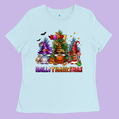 Happy Hallothanksmas Ladies Tee Designed By Fadigitalartstudio