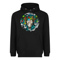 Black Bull Skull Christmas Heavyweight Hoodie - RanaPortraitStore