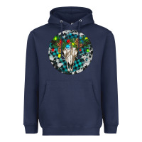 Navy Bull Skull Christmas Heavyweight Hoodie - RanaPortraitStore