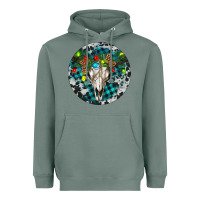 Sage Bull Skull Christmas Heavyweight Hoodie - RanaPortraitStore