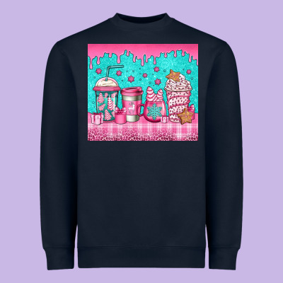 Pink Christmas Coffee Heavyweight Sweatshirt Designed By Jasminsmagicworld