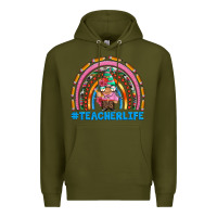 Army Green teacherlife and teacher gnome rainbow Premium Hoodie - Artiststas